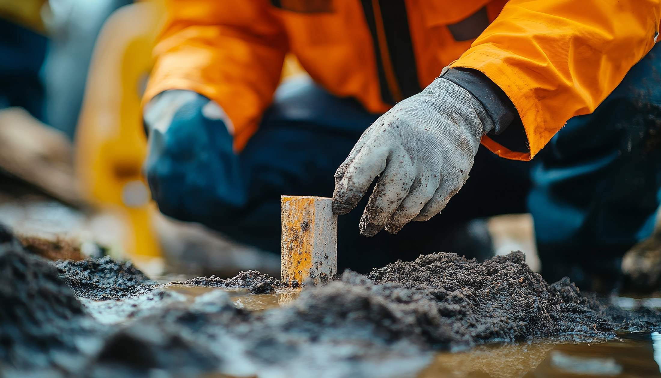 Geotech professional taking soil samples