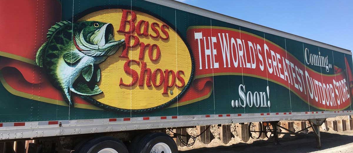 Bass Pro Shops trailer on Riverton site