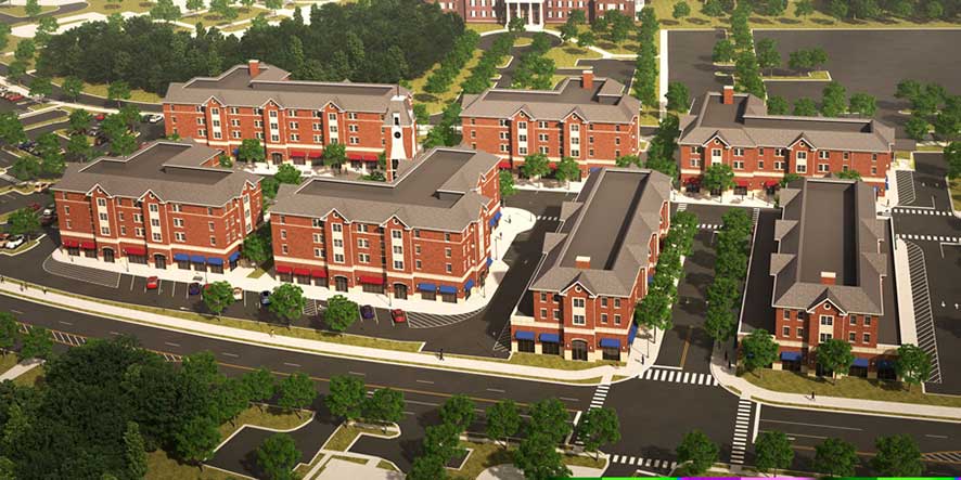 Aerial rendering of TCNJ's Campus Town Development