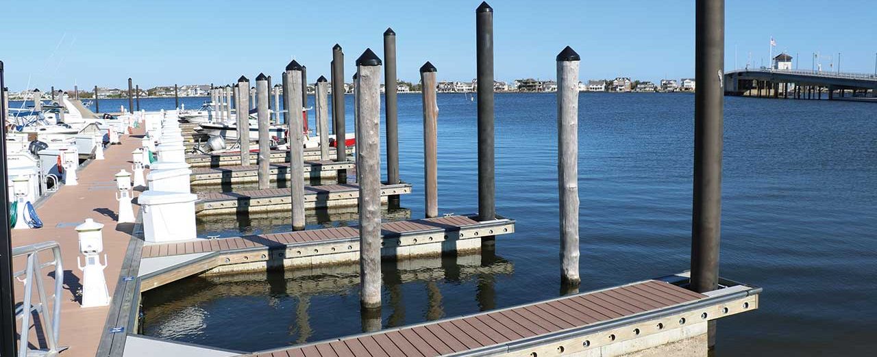 Empty docks at Trader's Cove Marina