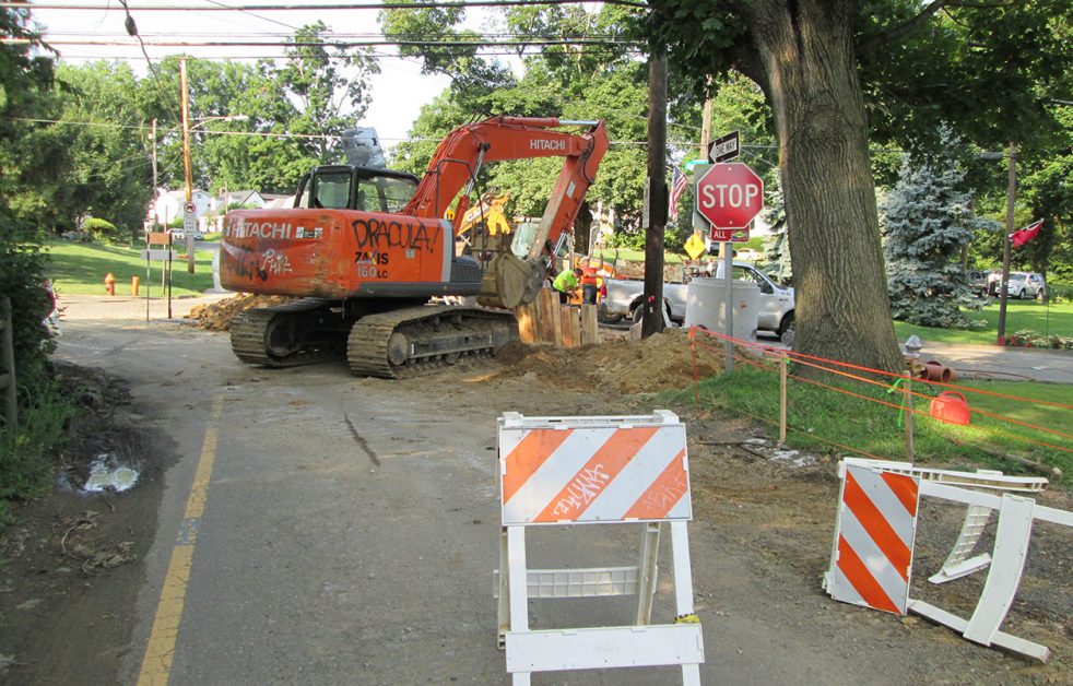 construction on water and sewer upgrades on Trevose Road