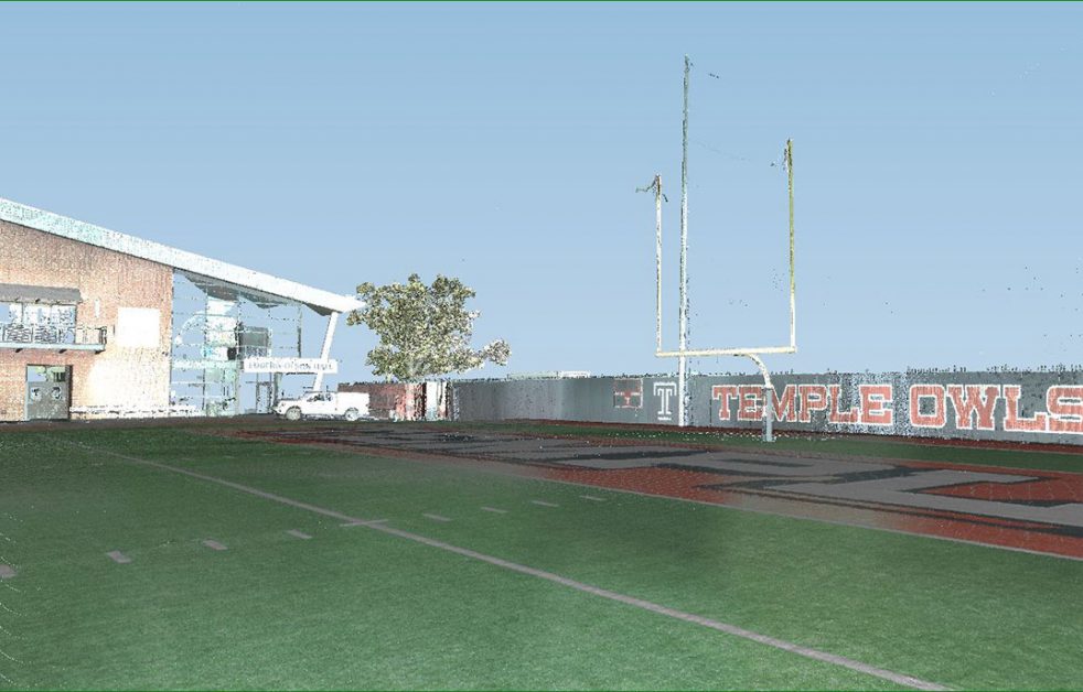 scan of the Temple University end zone