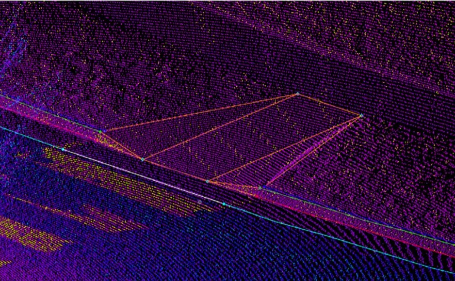 Ramp template applied to the point cloud rendering of a ramp