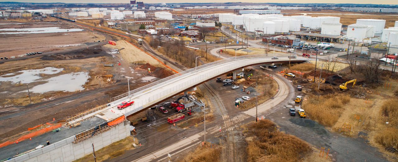 Aerial of Grasselli Road Bridge nearly completed