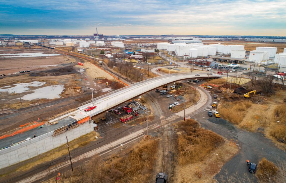 Aerial of Grasselli Road Bridge nearly completed