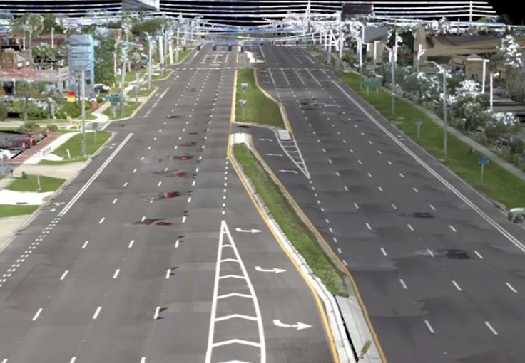 LiDAR scan of a large road corridor