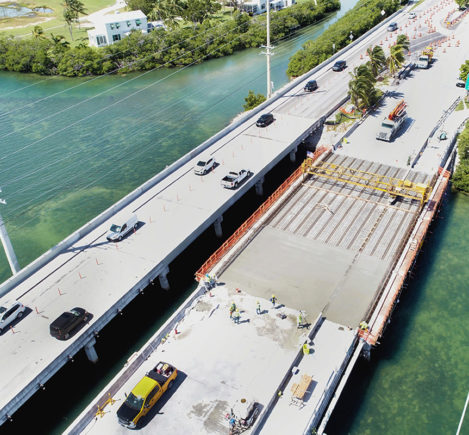 aerial of Key West bridges