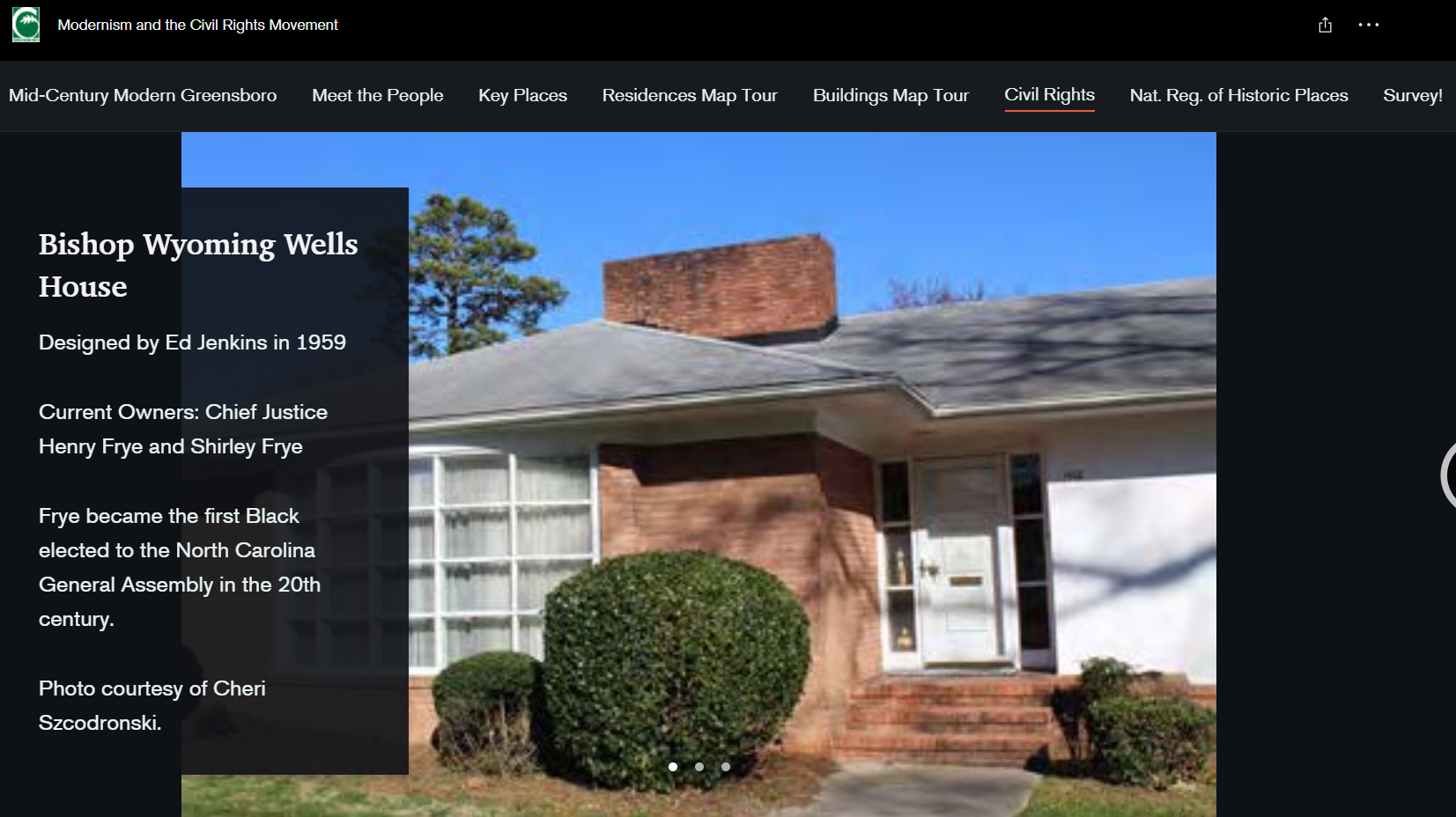 screenshot of historic house on story map