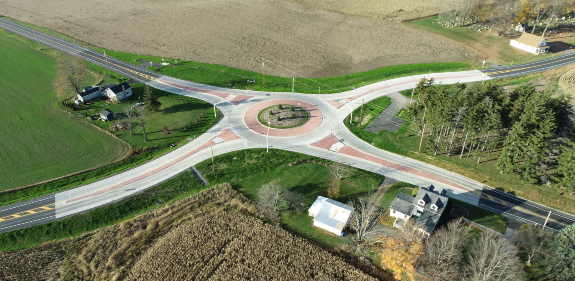 aerial of the Shortsville Roundabout