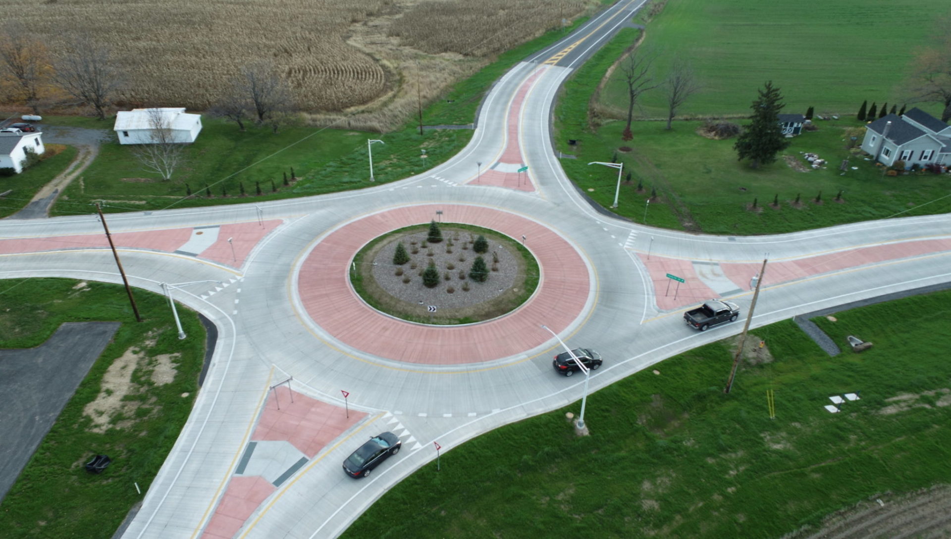 Aerial of completed roundabout