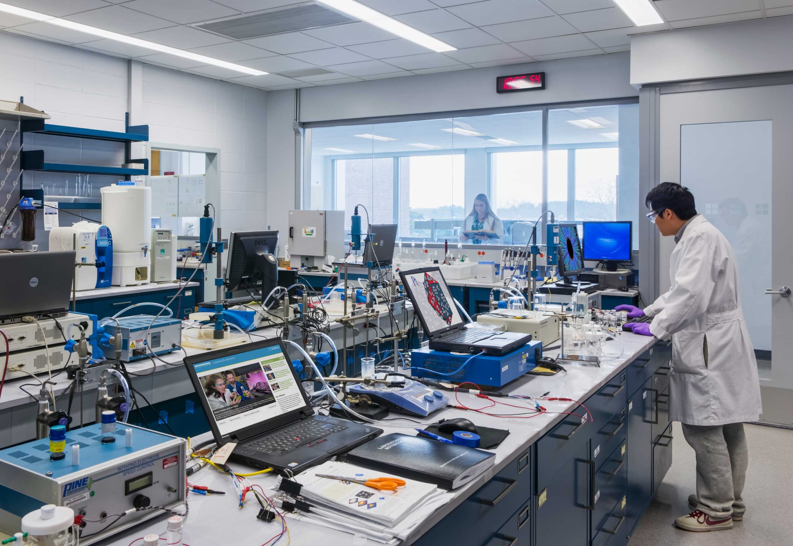 Scientists conducting research and tests at Brookhaven National Lab.