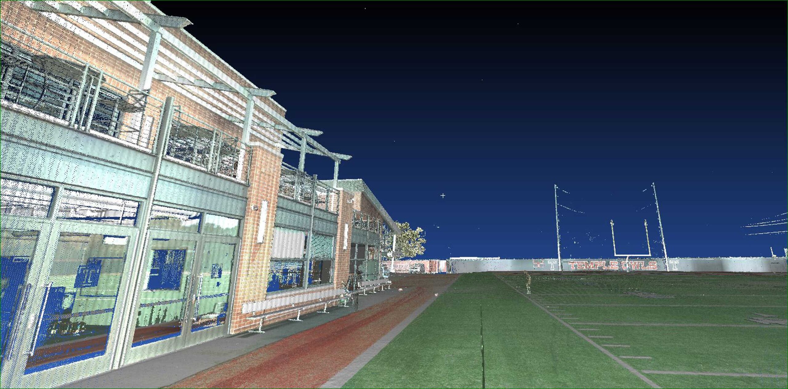 3D hi-definition laser scanning of synthetic turf field to examine existing conditions.