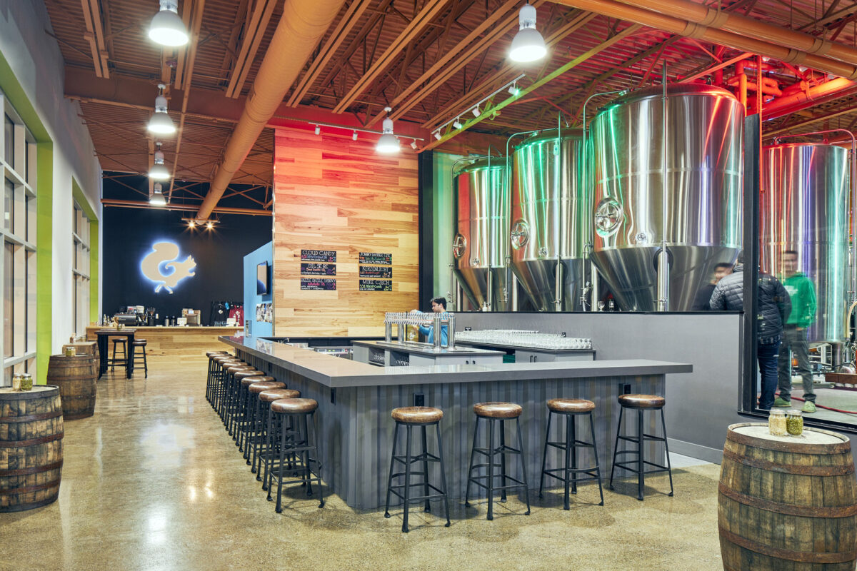 Architectural photos of Mighty Squirrel brewery in Waltham, MA for Phase Zero Design.