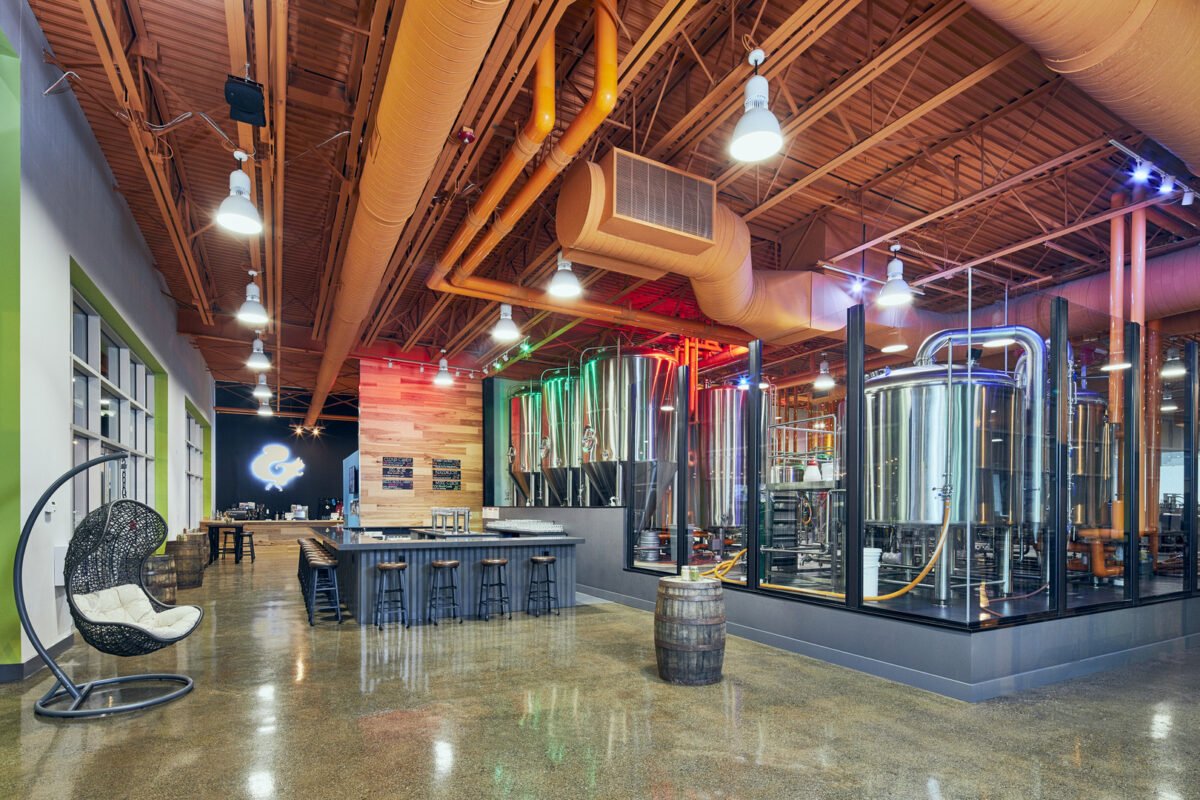 Architectural photos of Mighty Squirrel brewery in Waltham, MA for Phase Zero Design.