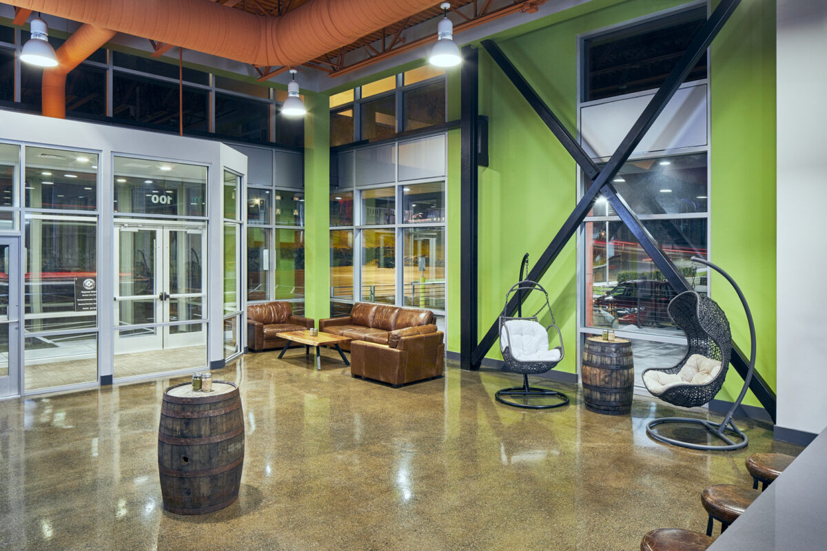 Architectural photos of Mighty Squirrel brewery in Waltham, MA for Phase Zero Design.