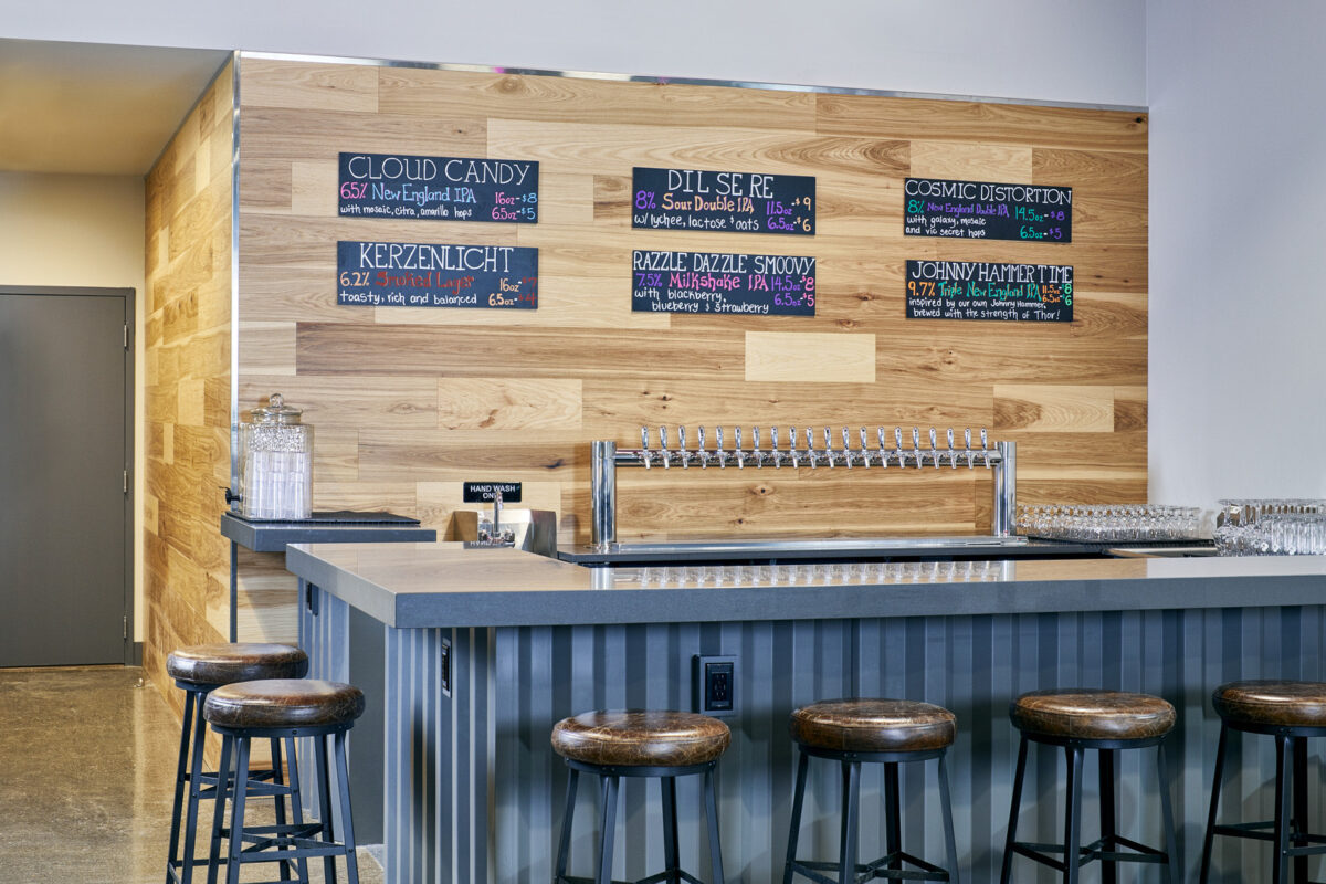 Architectural photos of Mighty Squirrel brewery in Waltham, MA for Phase Zero Design.