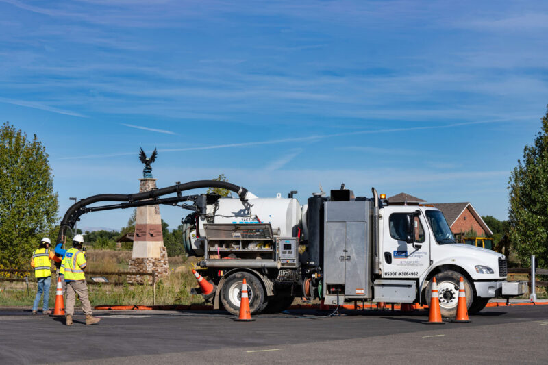 Colliers Engineering & Design SUE experts utilizing subsurface utility engineering vacuum truck