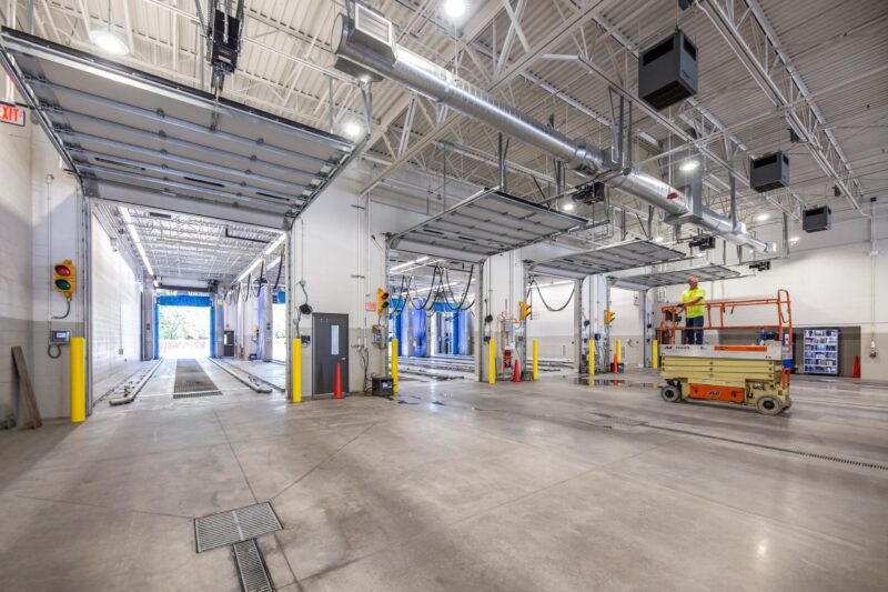 interior of large car wash bay