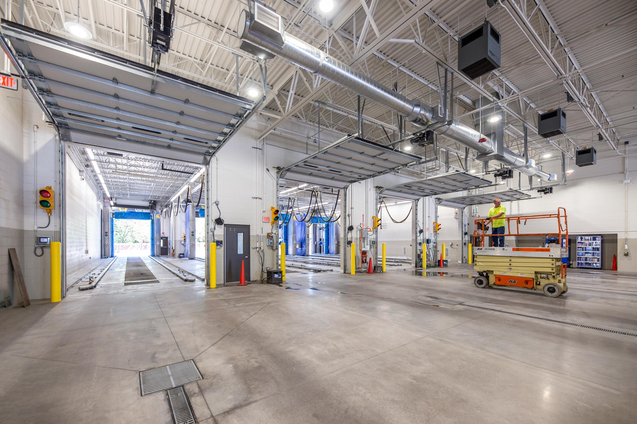 interior of large car wash bay