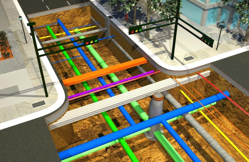 3D modeled scan of utilities under intersection