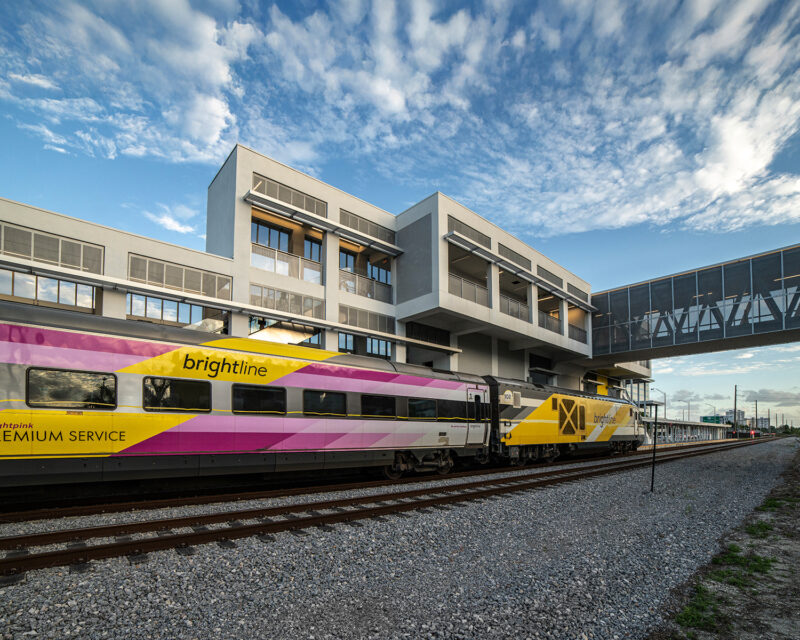 Brightline train pulling into station