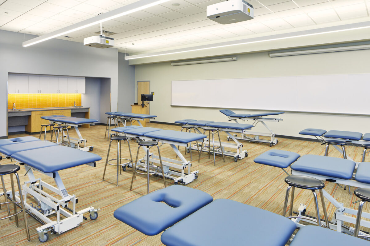 Interiors and Exteriors of the American International College's Health Sciences Building, by Phase Zero Design.