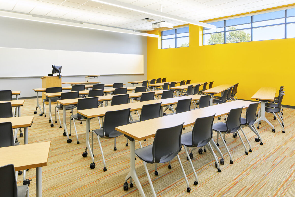 Interiors and Exteriors of the American International College's Health Sciences Building, by Phase Zero Design.