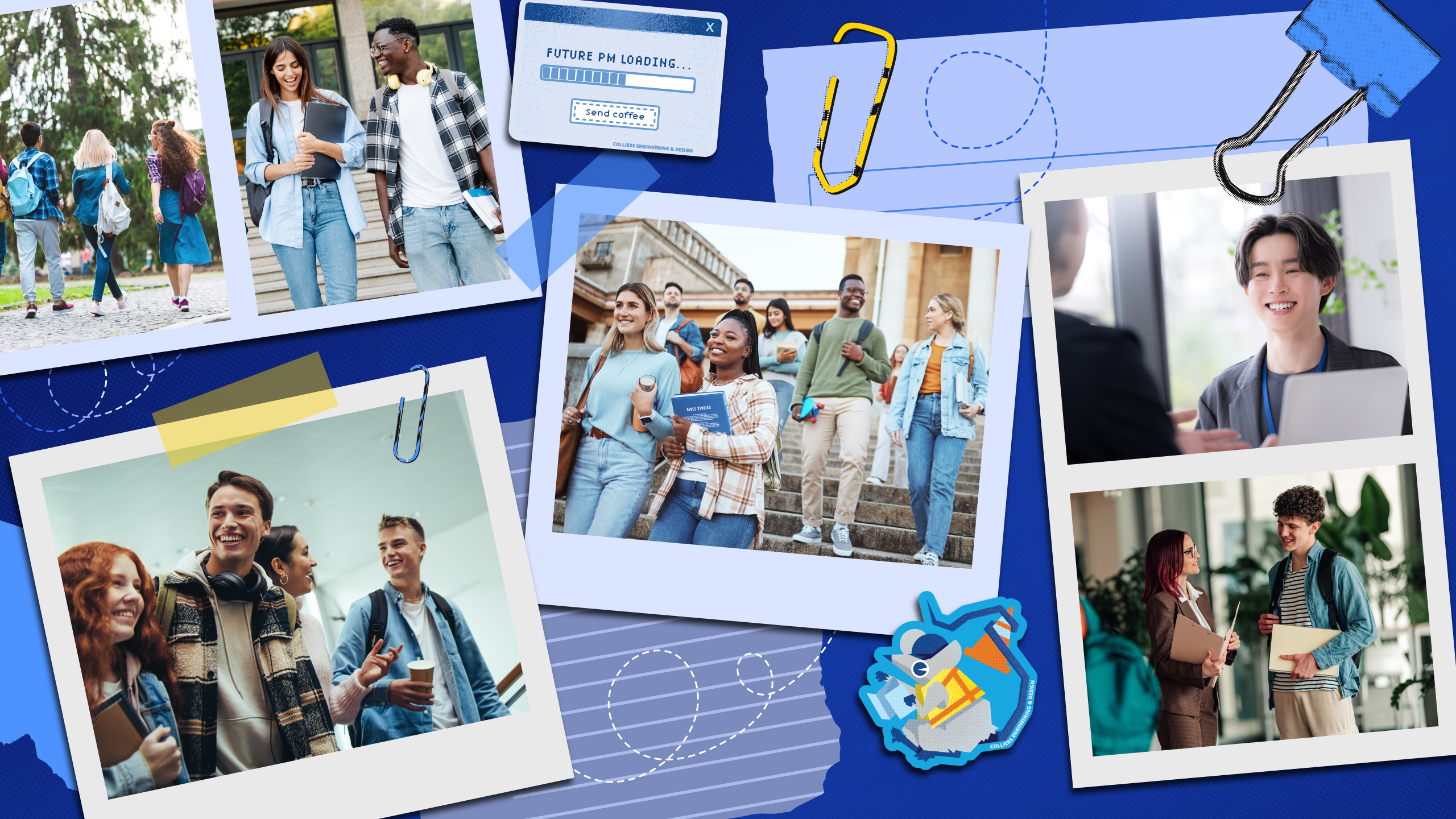Collage of images of young university students